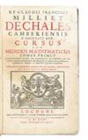 DESCHALES, CLAUDE-FRANÇOIS MILLIET, S.J. Cursus seu Mundus Mathematicus . . . editio altera.  4 vols. 1690